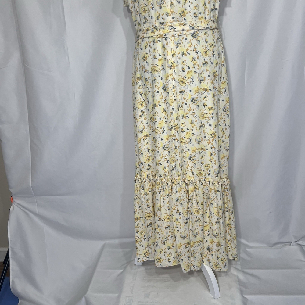 Lauren Ralph Women's Florals Georgette Flutter-Sleeve A-Line Dress Sz 14 Yellow - Picture 9 of 16